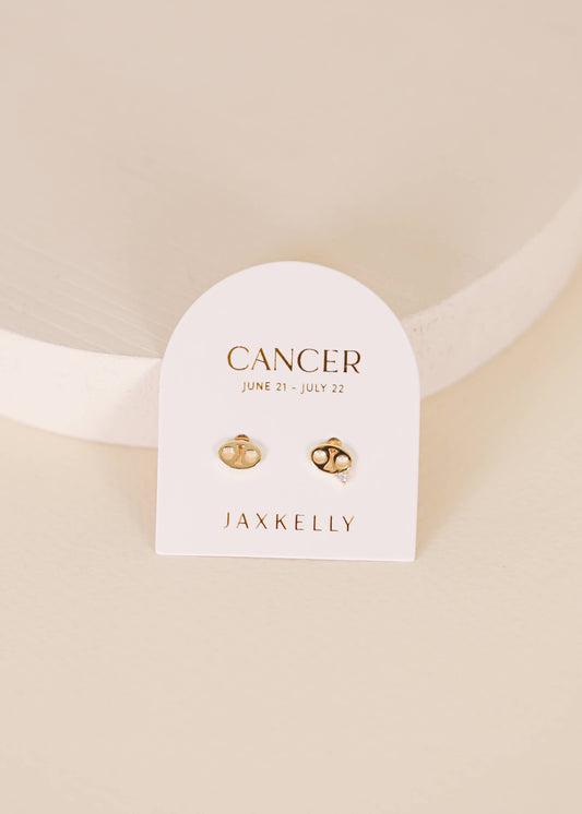 Cancer Zodiac Gold Earrings