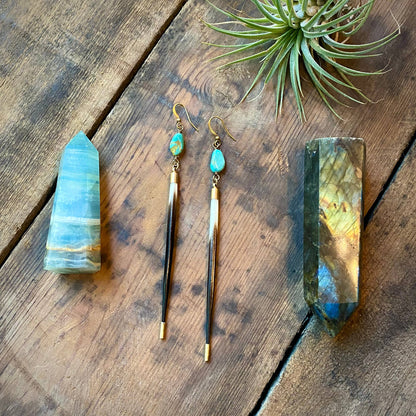 Porcupine Quill & Turquoise Earrings