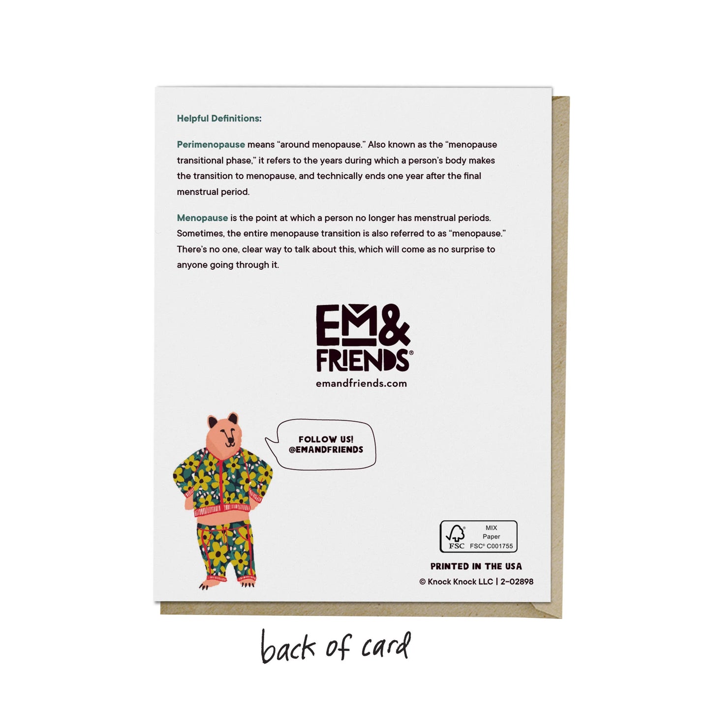 I Have Some Questions Menopause - Friendship Card