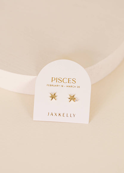 Pisces Zodiac Gold Earrings