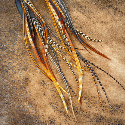 Long Feather & Cone Earrings