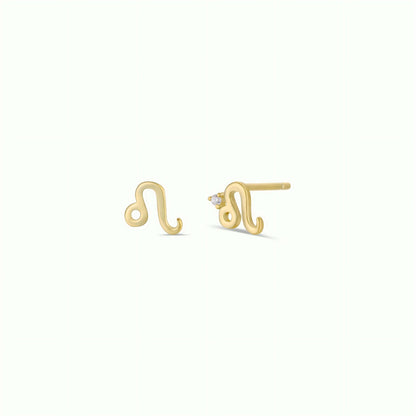 Leo Zodiac Gold Earrings