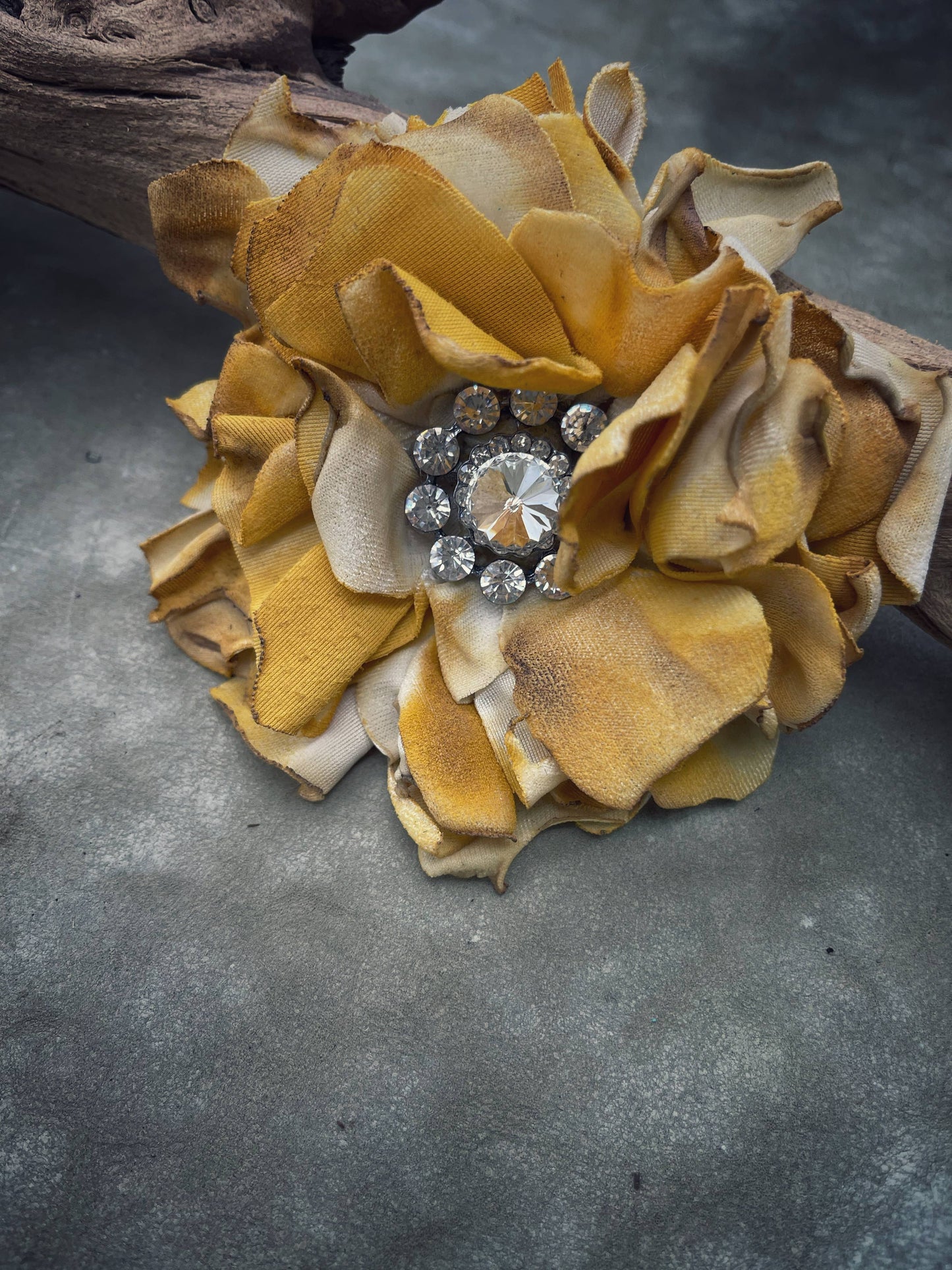 Hand cut Mustard Vintage Velvet Pin
