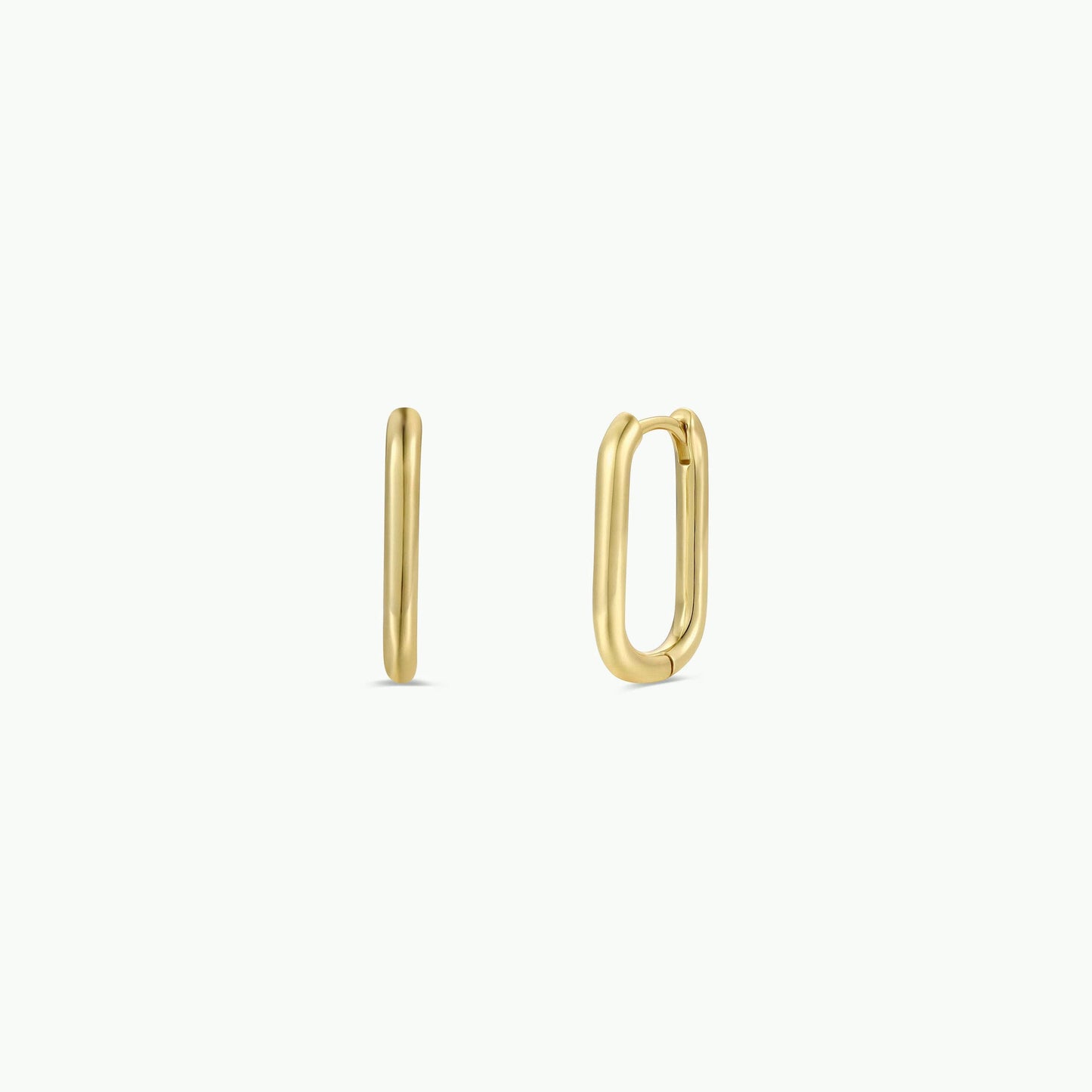 Large Rectangle Gold Hoop Earrings