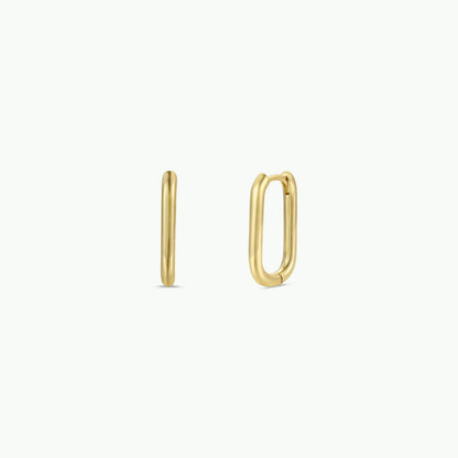 Large Rectangle Gold Hoop Earrings