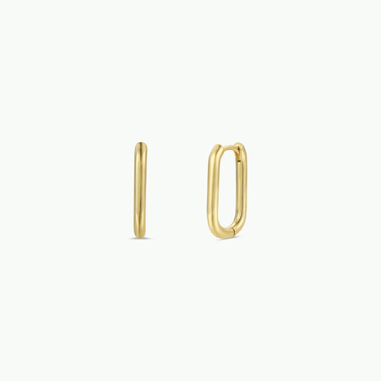 Large Rectangle Gold Hoop Earrings