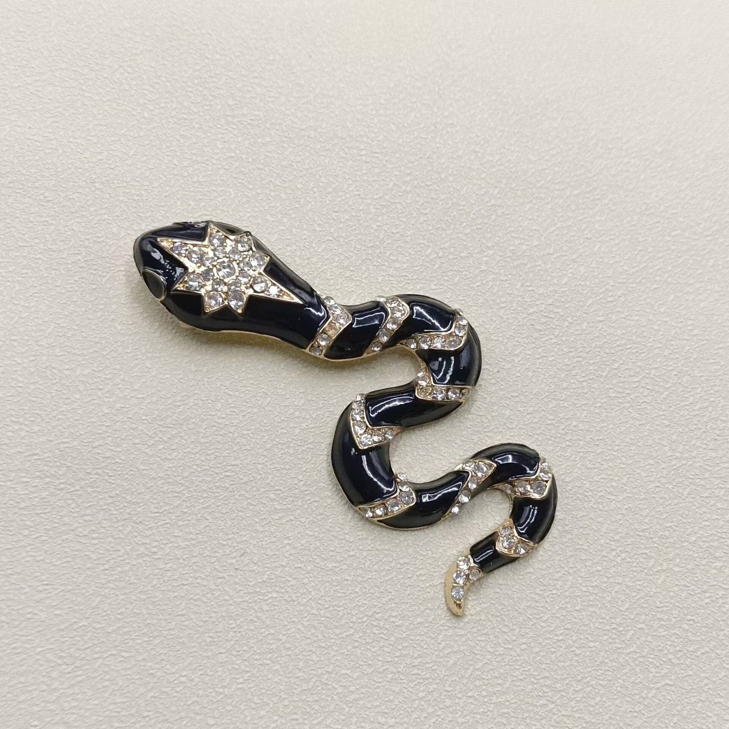 Multi-Style Inlaid Rhinestone Enamel Snake Brooch