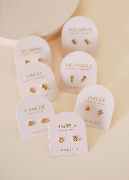 Aquarius Zodiac Gold Earrings