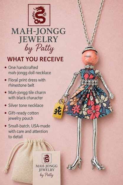Mah-Jongg Jewelry by Patty - Mah Jongg Doll Trinket Necklace - Unique Gift for Mahjong Lovers