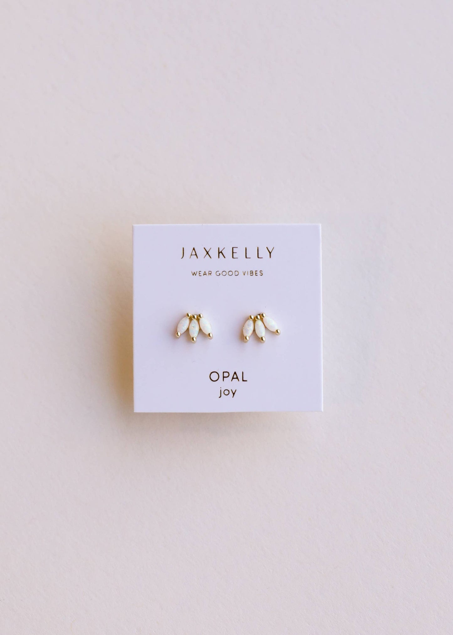 White Opal Crown Stud - Gold Earrings